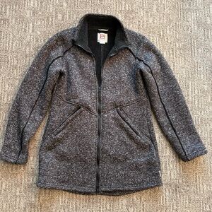 Avalanche ladies' full-zip, marled gray sweater-knit fleece long jacket Large